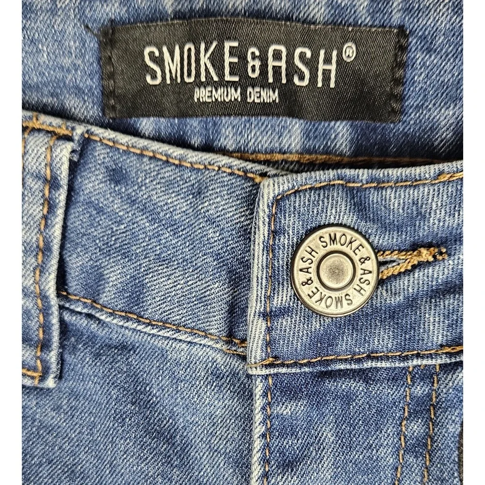 Smoke & Ash Men's Patchwork Distressed Skinny Jeans Stretch Denim 30x30